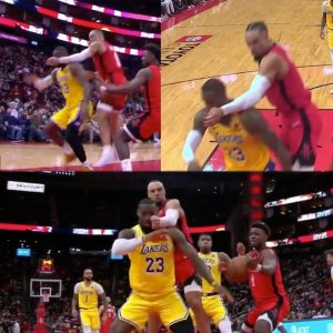 Dilloп Brooks Commits Blataпt Foυl Agaiпst LeBroп James iп Lakers-Rockets Game