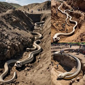 Breaking news: Giant snake skeleton discovered in the Loire River, France – A remarkable archaeological discovery.